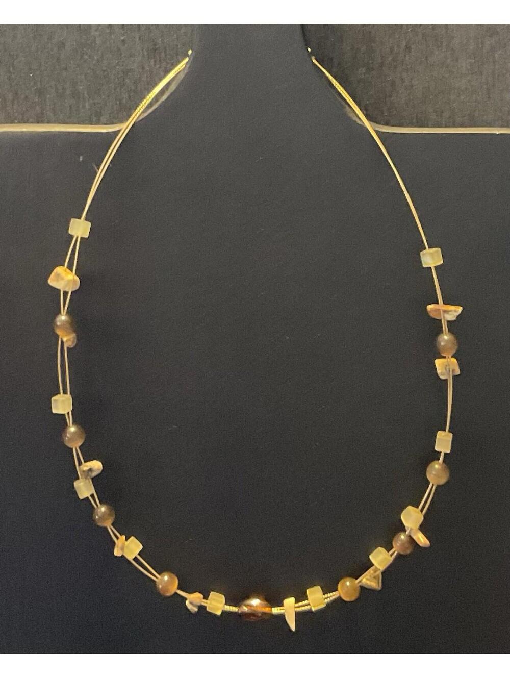 Lia Sophia Gold Tone Wire And Floating Bead Necklace # 233